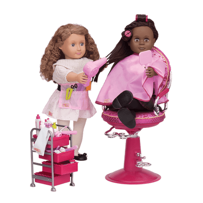 18-inch doll with hair salon playset