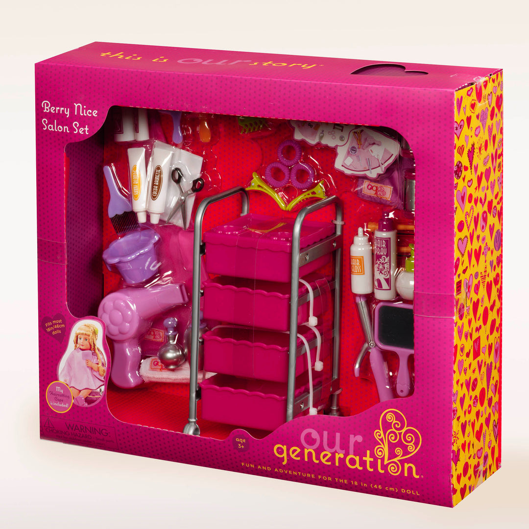 18-inch doll with hair salon playset