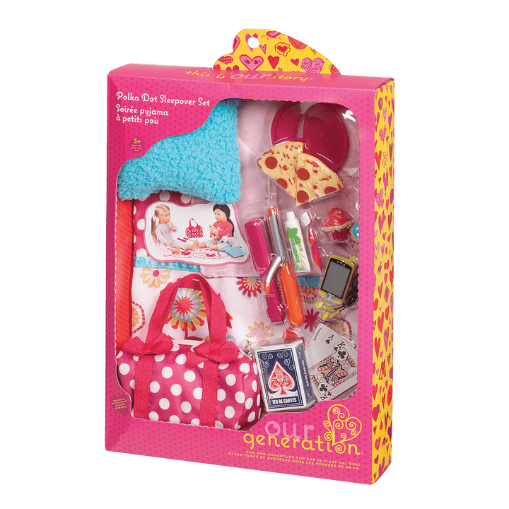 Two 18-inch dolls using sleepover playset