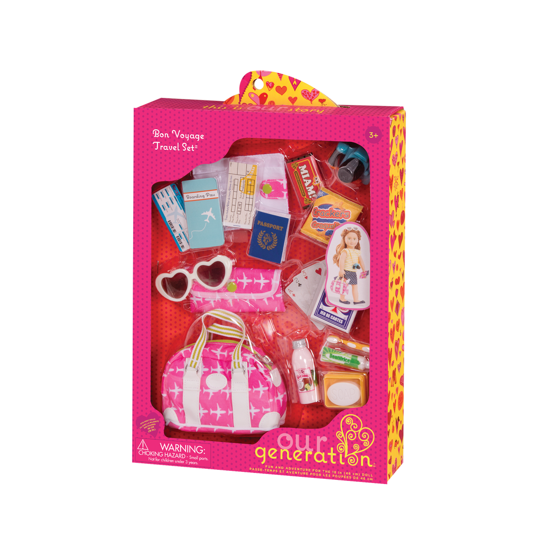 18-inch doll with travel bag playset