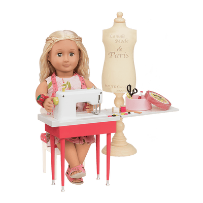 18-inch doll using dressmaking playset