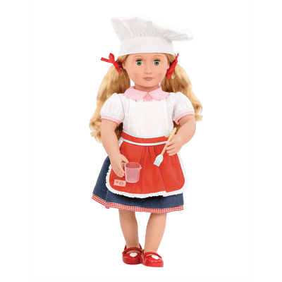 Two 18-inch dolls using baking playset
