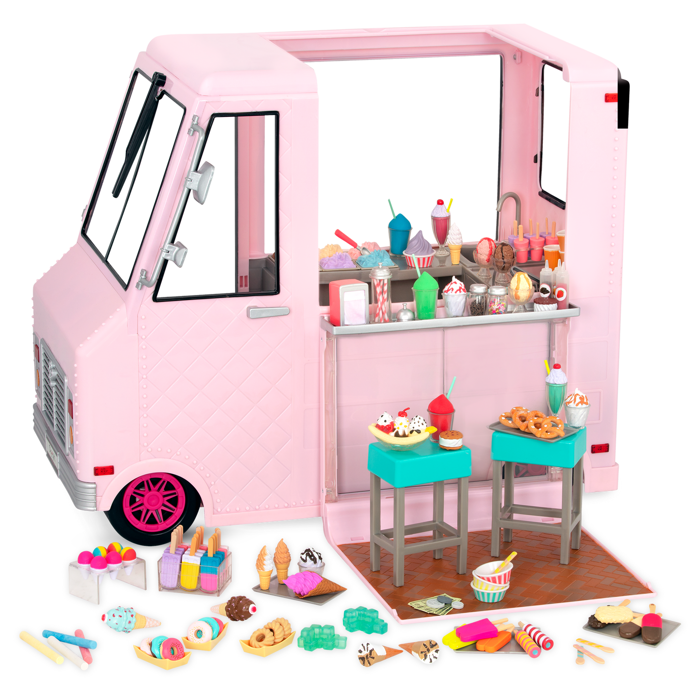 18-inch doll driving toy ice cream truck
