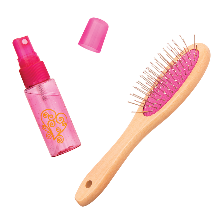 18-inch doll using hair brush and spray bottle playset