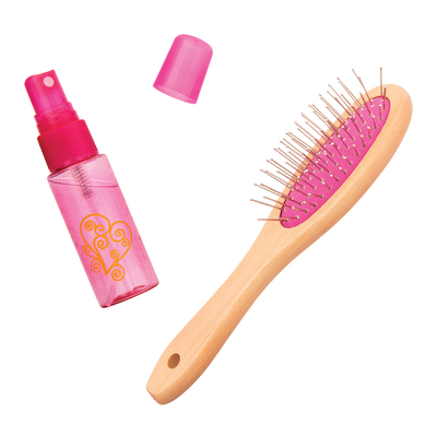 18-inch doll using hair brush and spray bottle playset