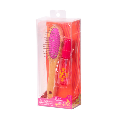 18-inch doll using hair brush and spray bottle playset
