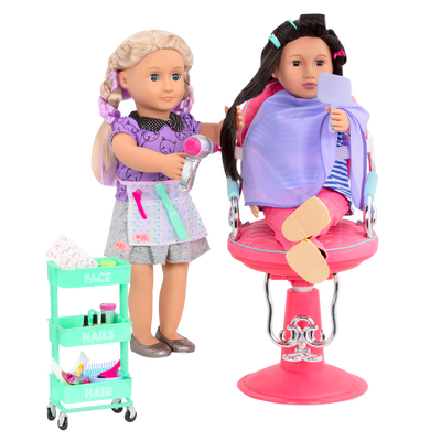 18-inch doll using hair salon playset