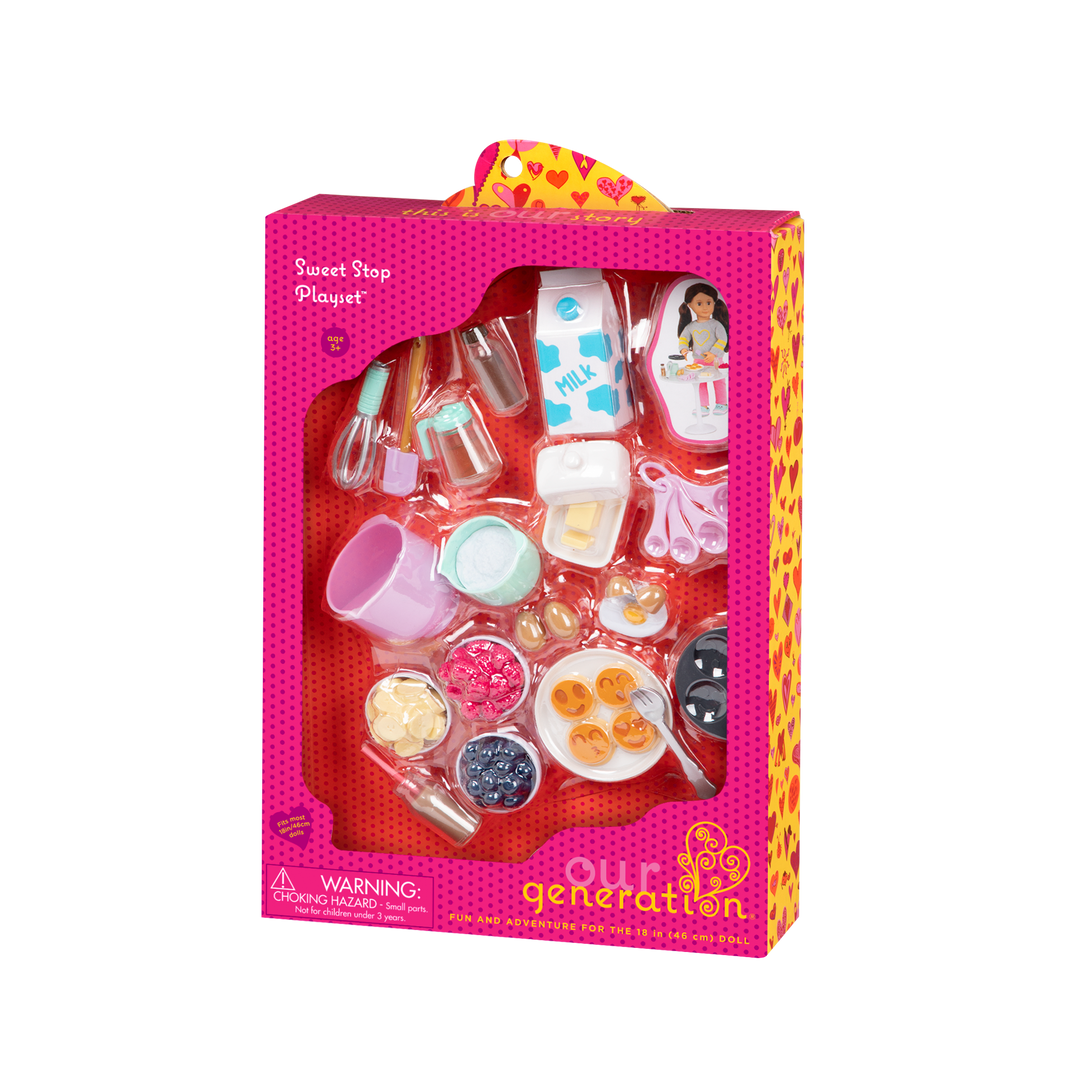 18-inch doll using pancake breakfast playset