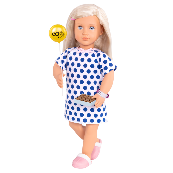 18-inch doll with hospital stay accessories