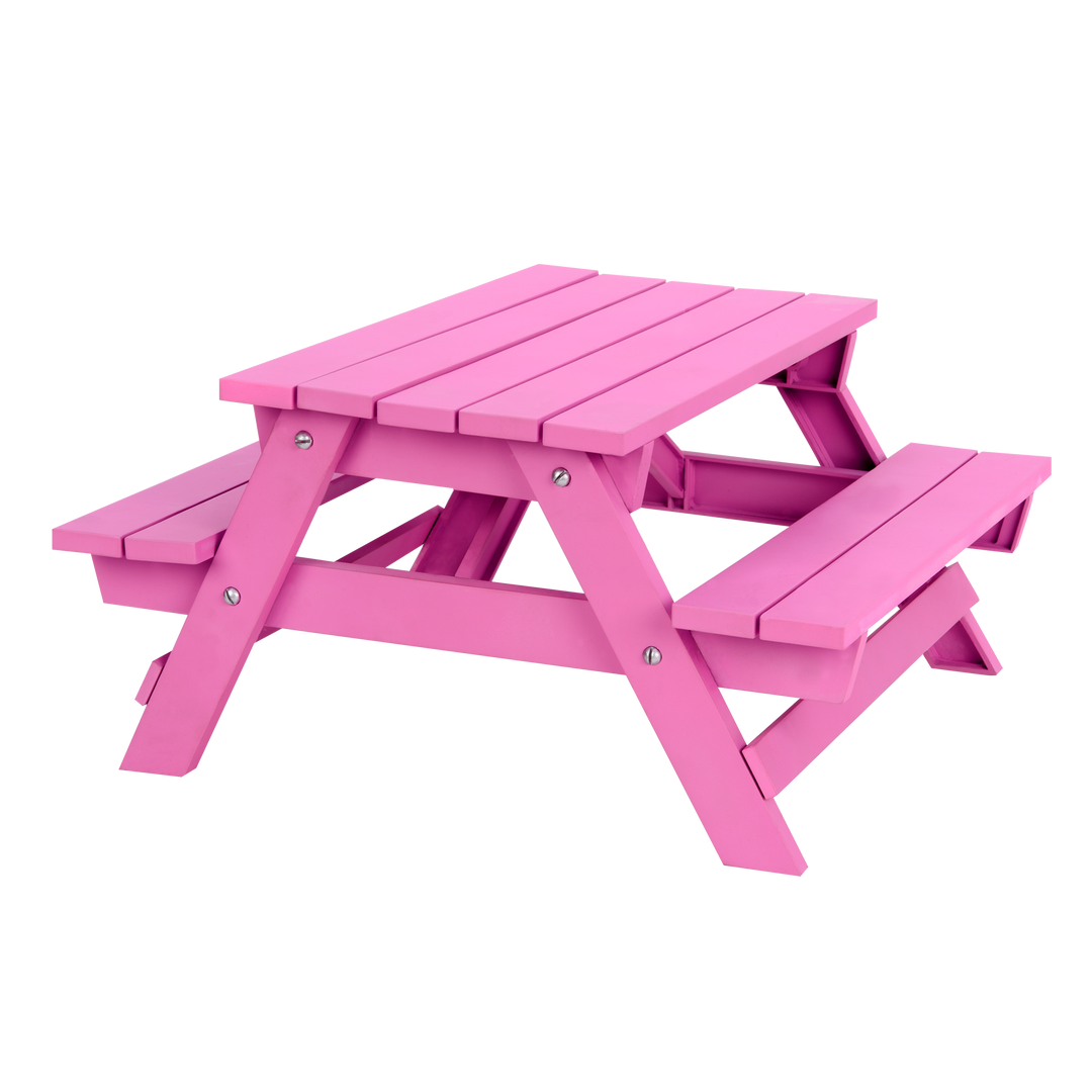 Two 18-inch dolls with picnic table playset