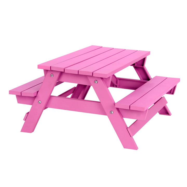 Two 18-inch dolls with picnic table playset