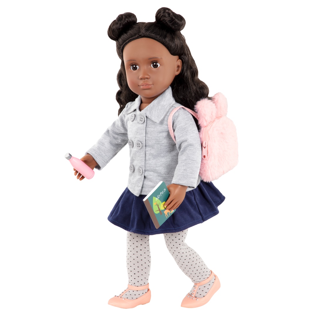 Two 18-inch dolls with school supply playset