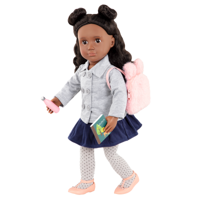 Two 18-inch dolls with school supply playset
