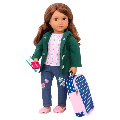 18-inch doll with travel playset